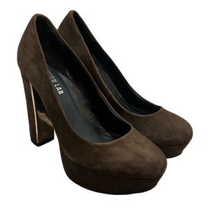 DESIGN LAB Brown Platform with Gold Heel Size 6.5